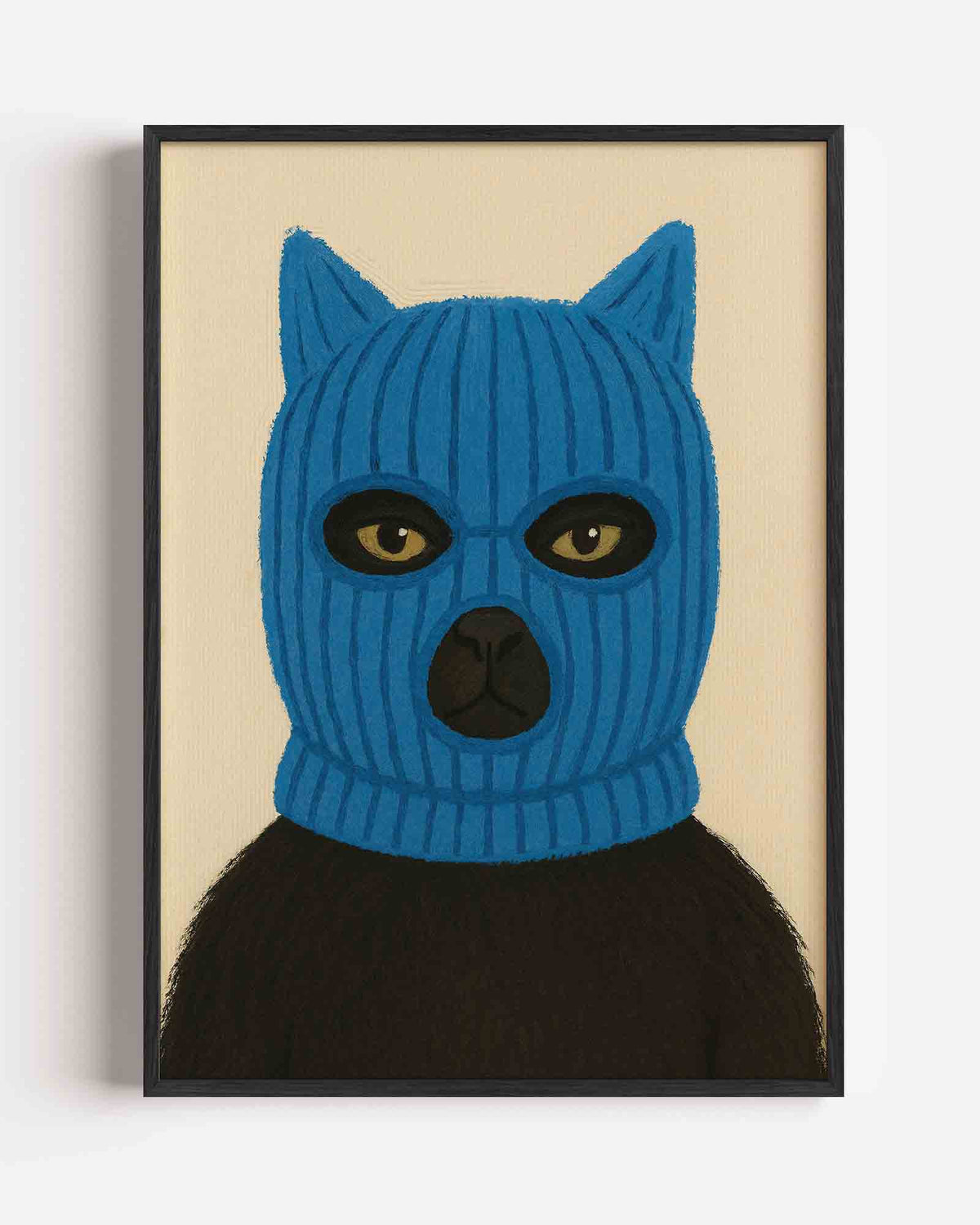 Kat met blauwe muts – Pop Art en Streetart portret poster als wanddecoratie