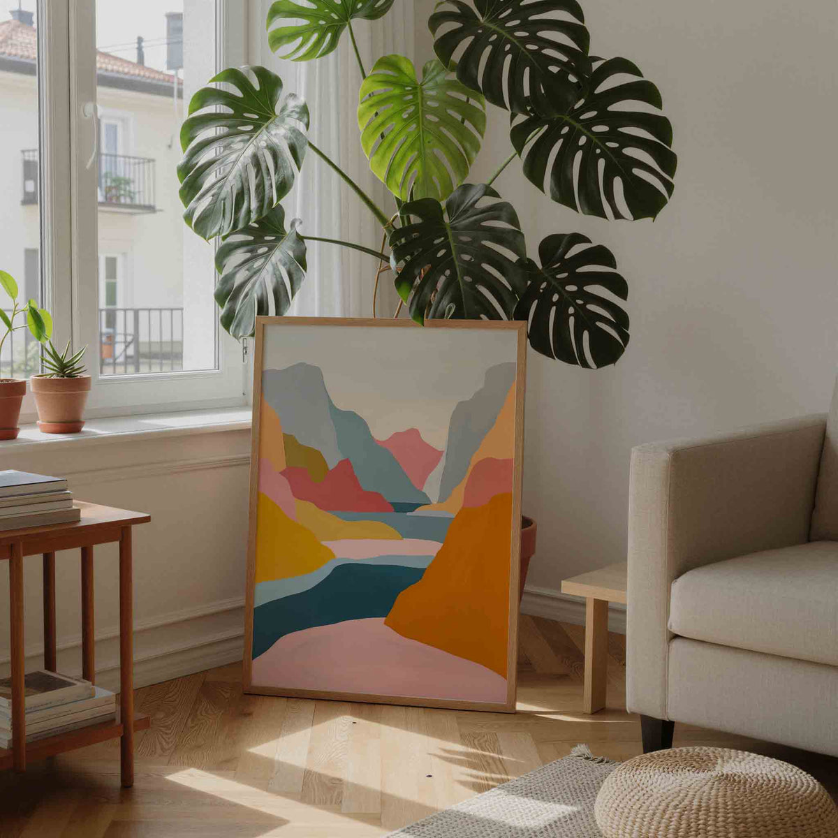 Kleurrijke bergen – moderne illustratie als portret poster