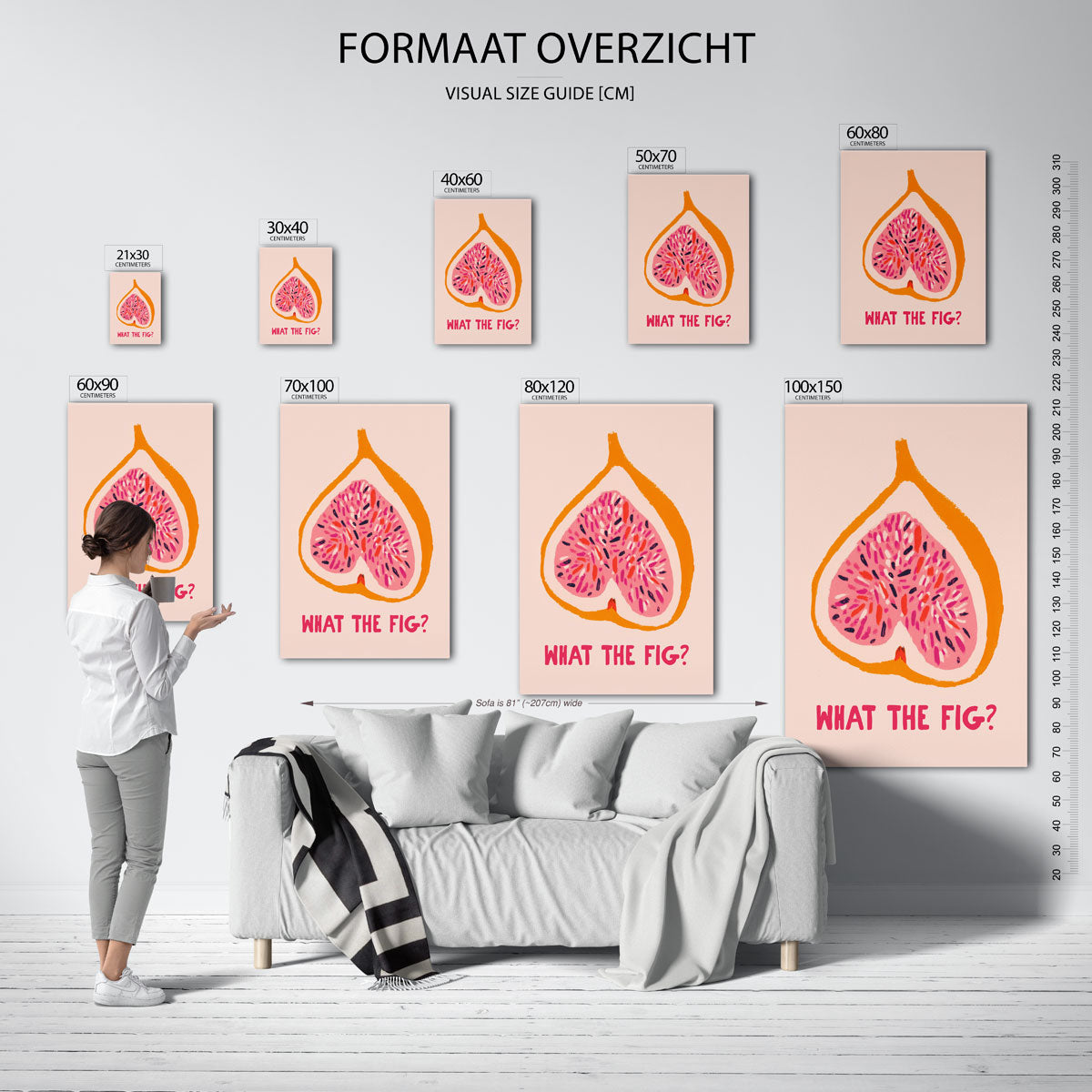Vijg illustratie – staande muurposter met kleurrijke abstracte vormen
