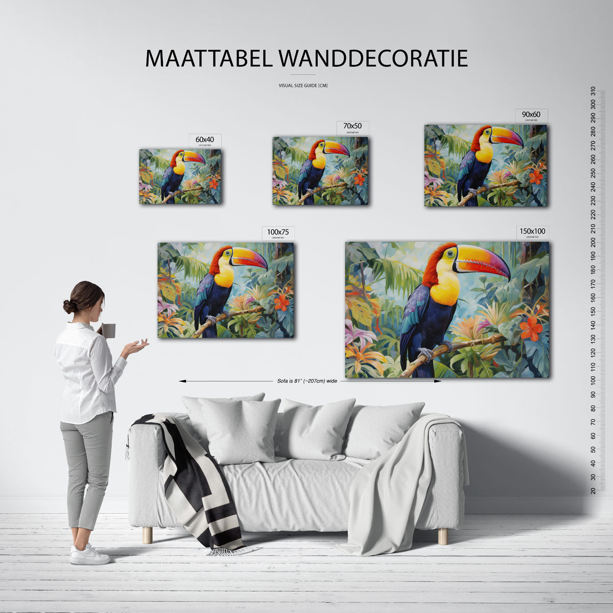 Vrolijke toekan – Jungle kunstwerk – kunstwerk op canvas, dibond of plexiglas