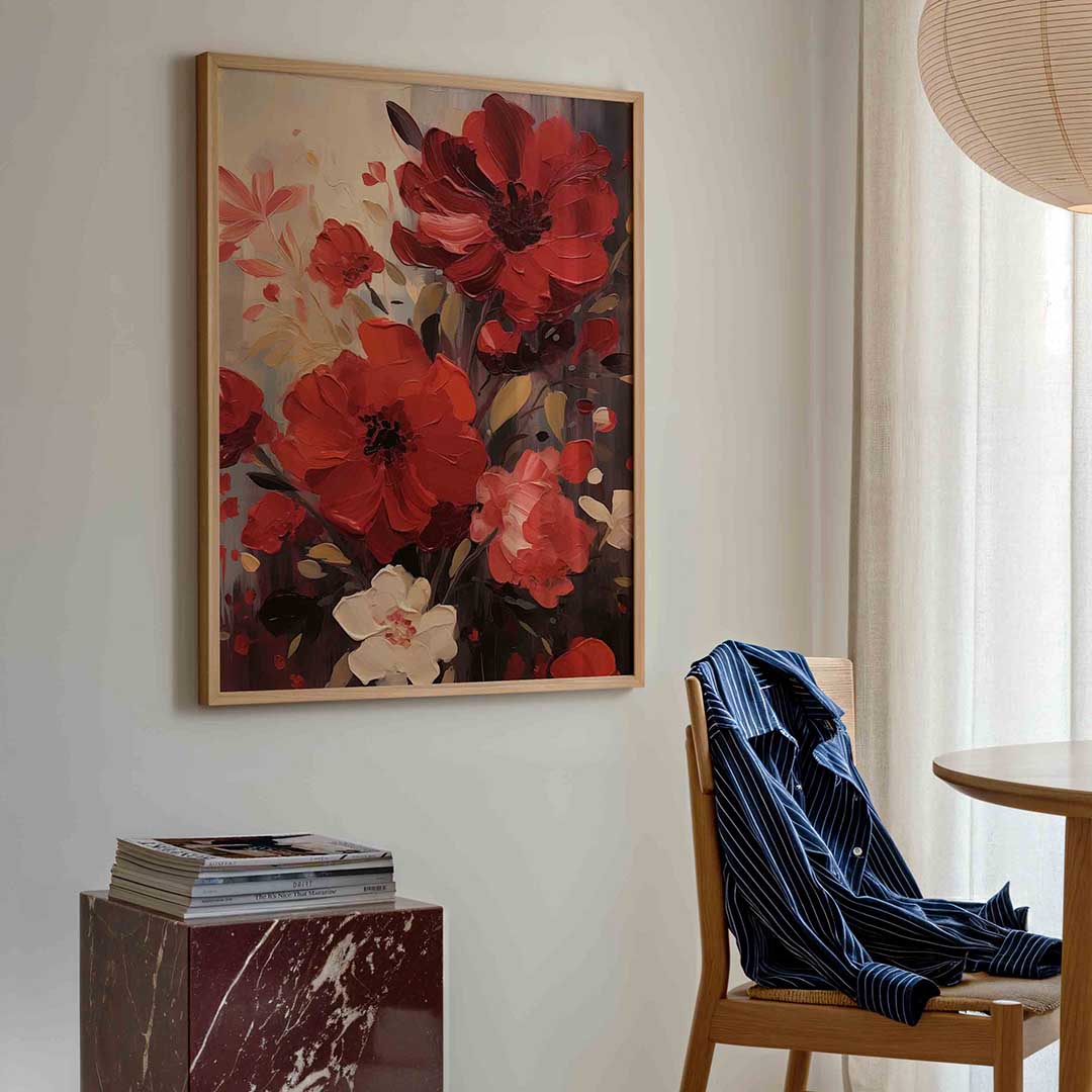 Rode bloemen – bloemen poster in staand formaat