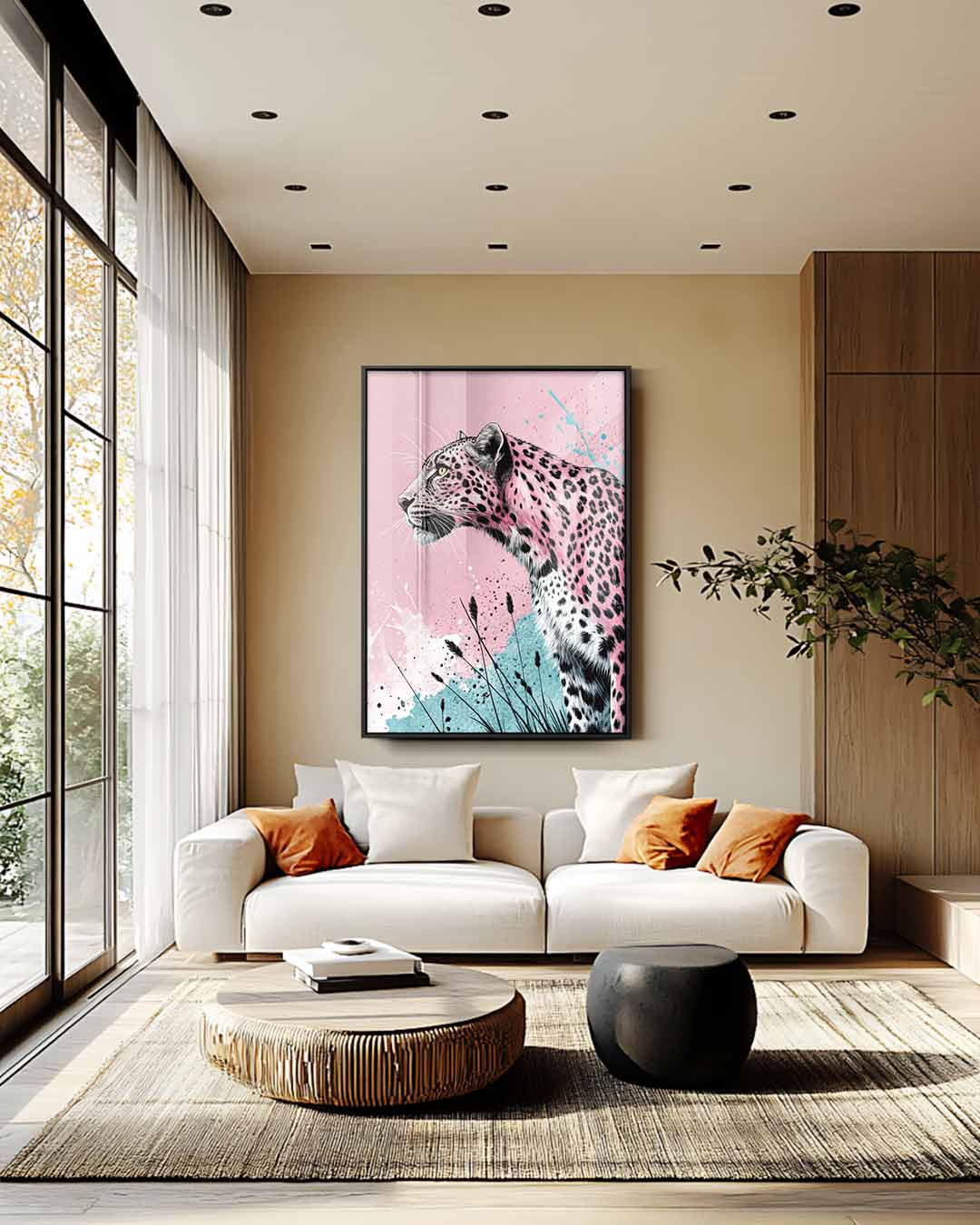 Roze Panter op Avontuur – modern portret kunstwerk van WallArtistic