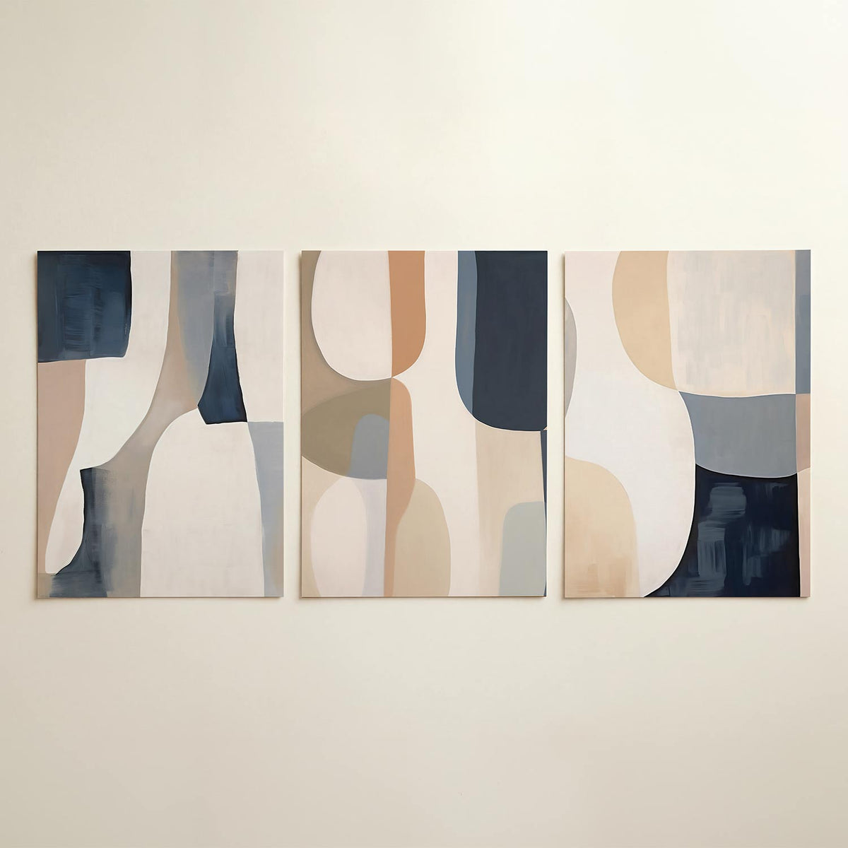 Vorm en kleurenspel – driedelige posterset in tweede interieur