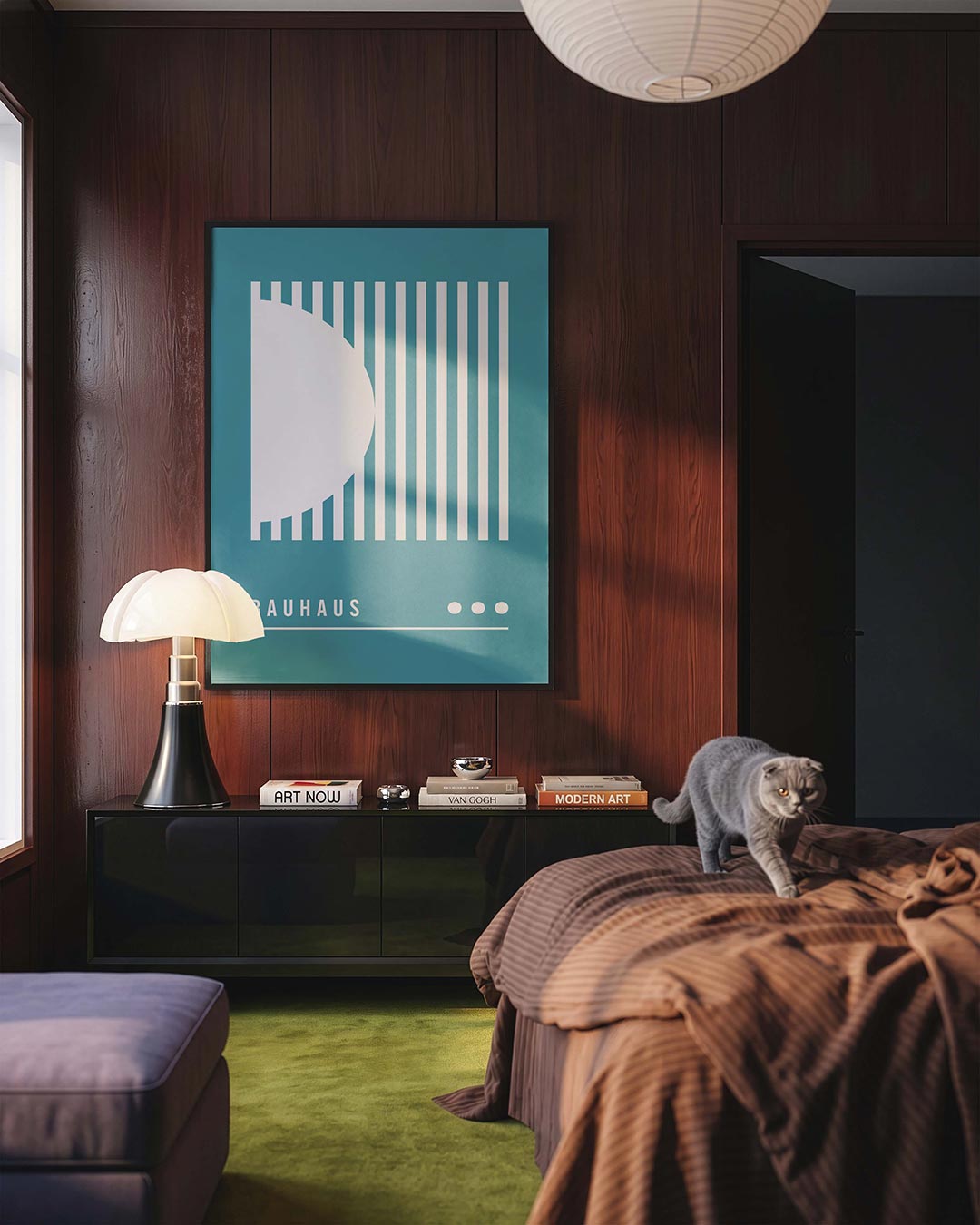 Lijnen en vlakkenspel – geometrische Bauhaus poster in staand formaat