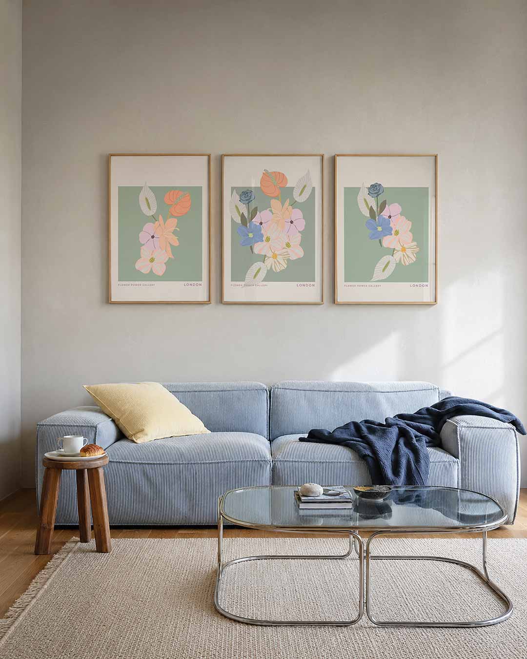 Bloemrijke eenvoud posterset – tweede productweergave – deze posterset toont een zachte bloemcompositie met