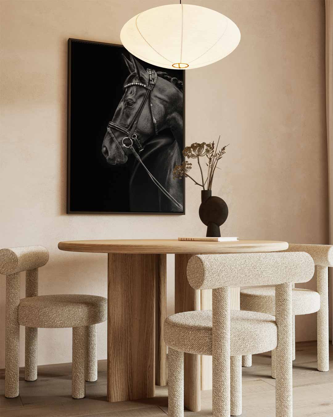 Elegante Paardenportret Fotografie – dibond wanddecoratie in staand formaat