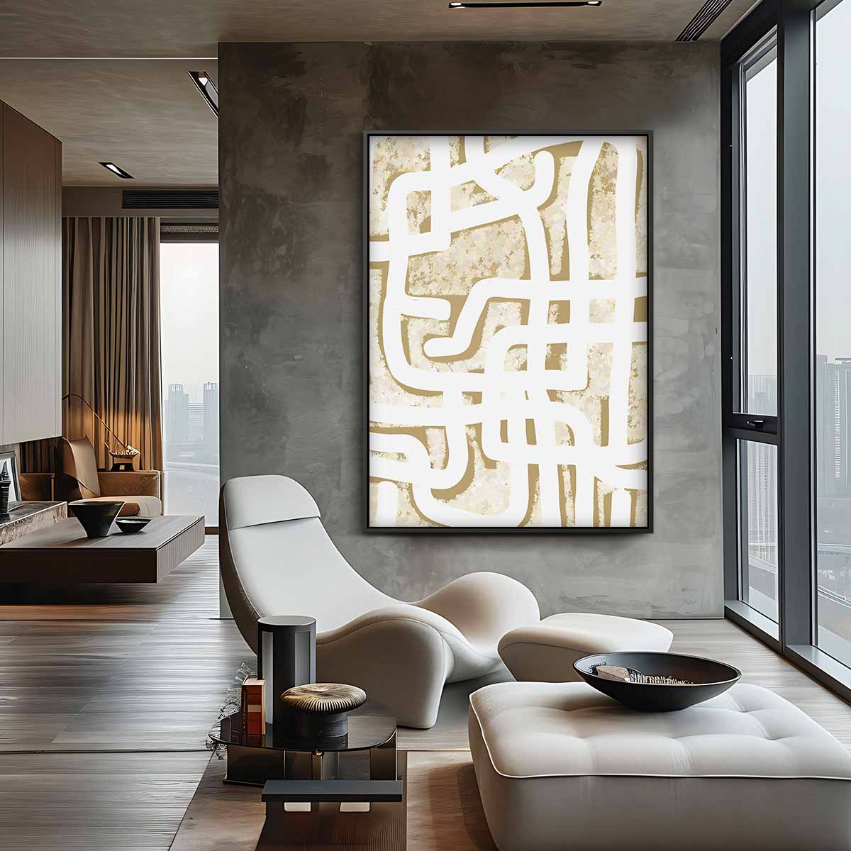 Doolhof van Lijnen – canvas wanddecoratie in portret formaat