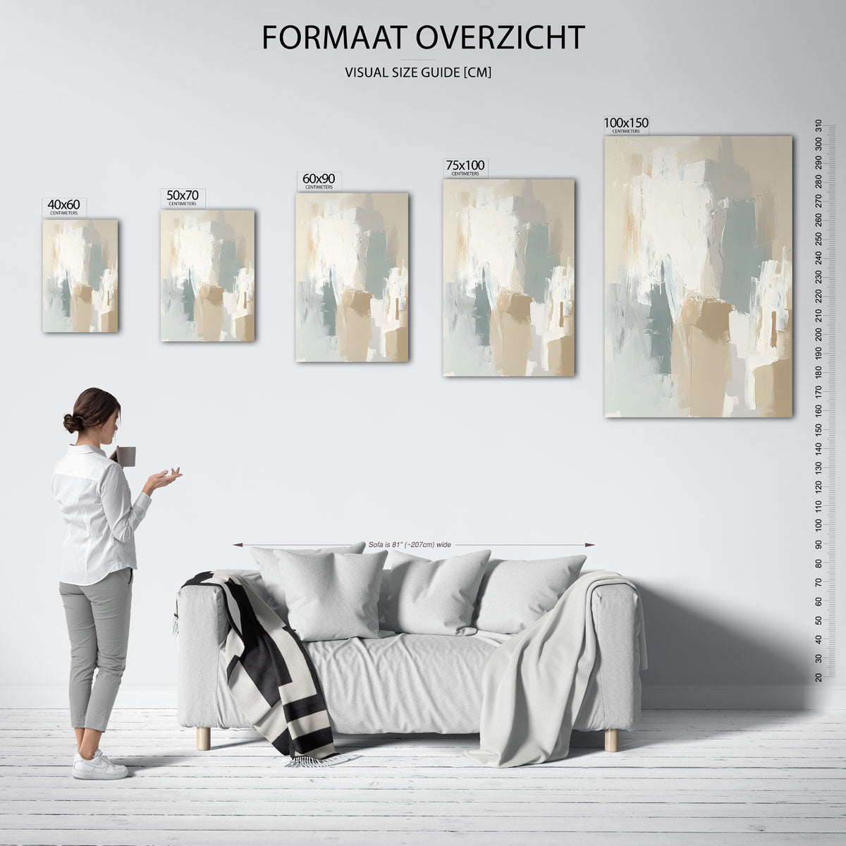 Zachte kleuren compositie – staand wanddecoratie kunstwerk