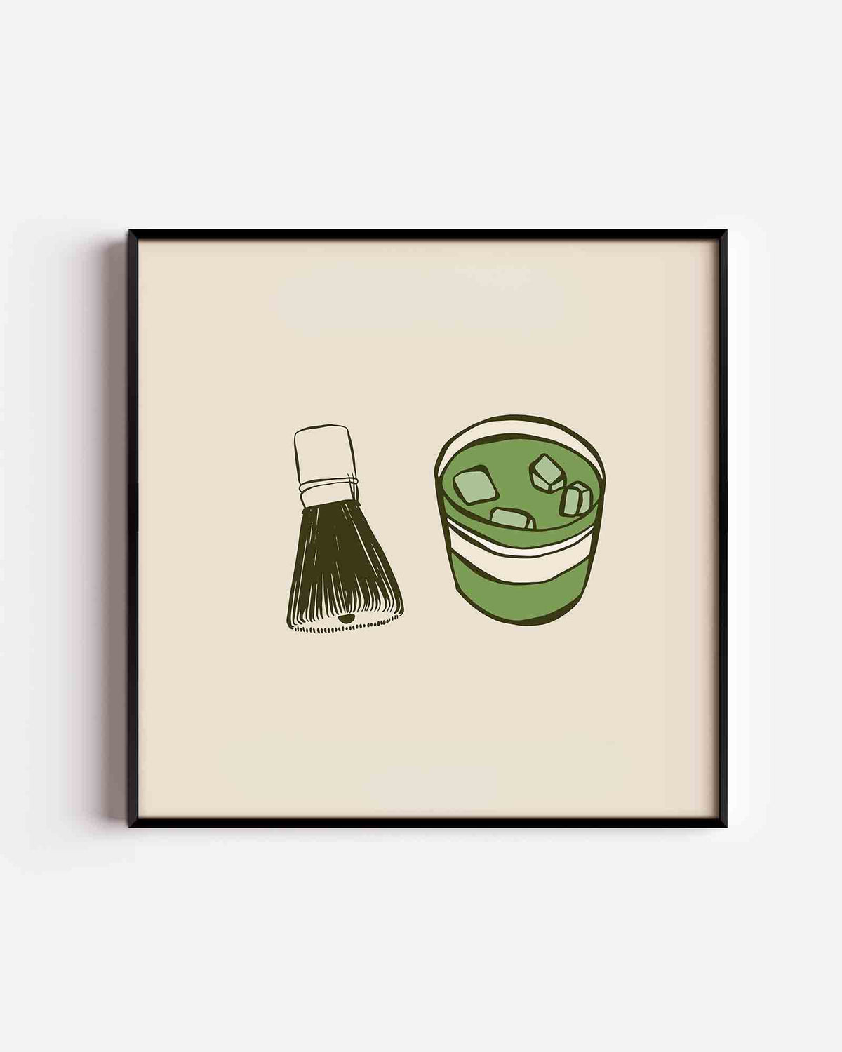 Scheerkwast en glas – Aziatische vierkante poster als wanddecoratie