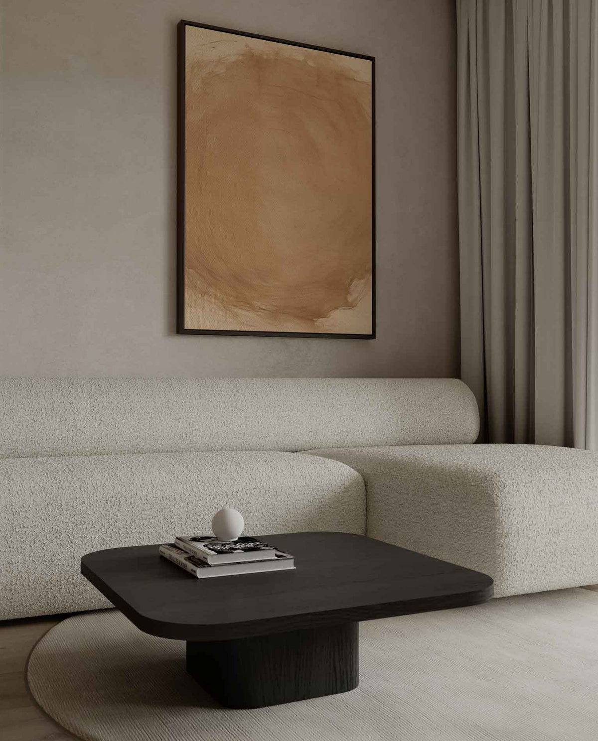 Zachte Okratonen Waterverf – canvas kunstwerk als wanddecoratie