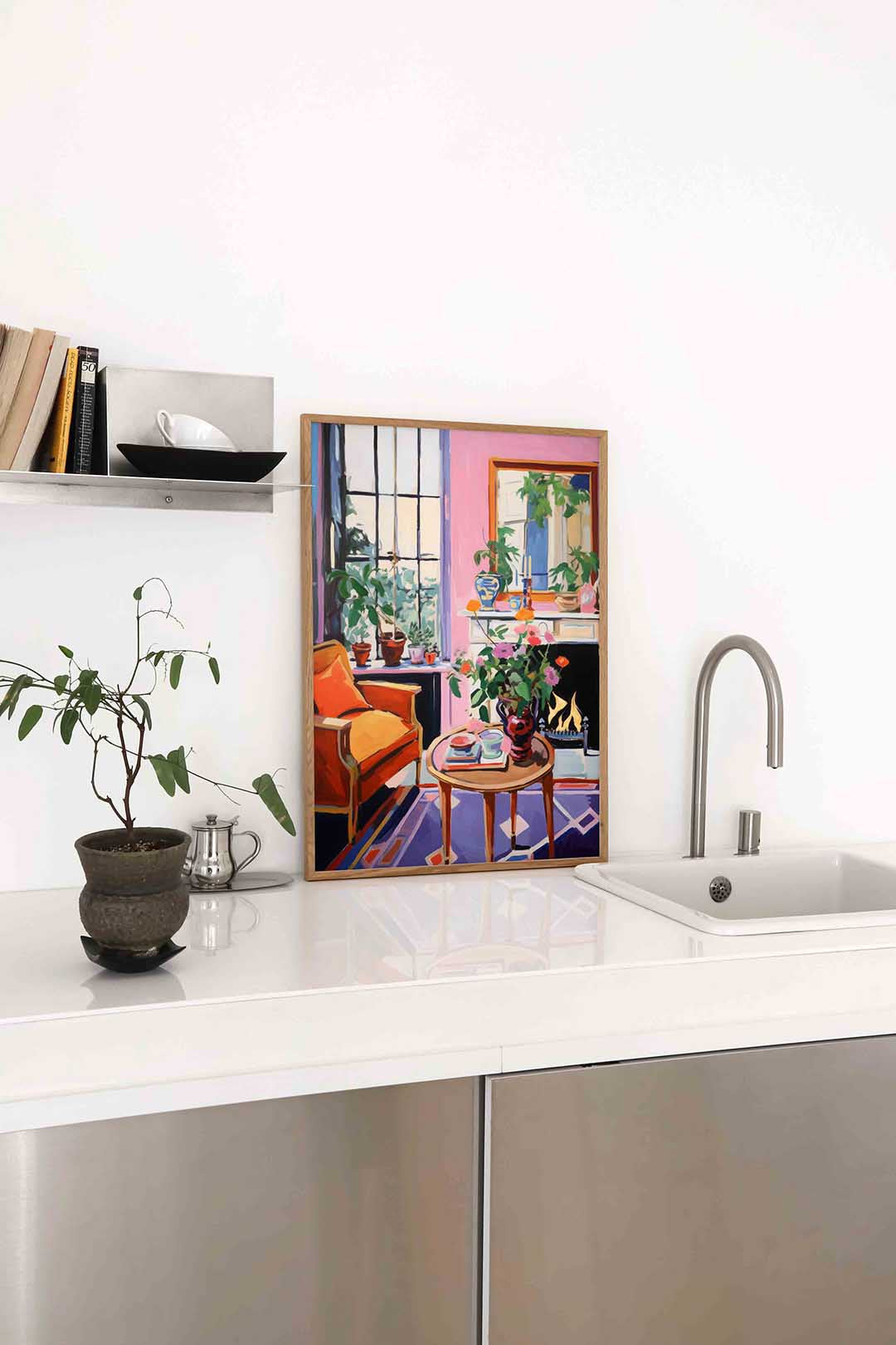 Interieur met planten – staande keuken wanddecoratie van WallArtistic