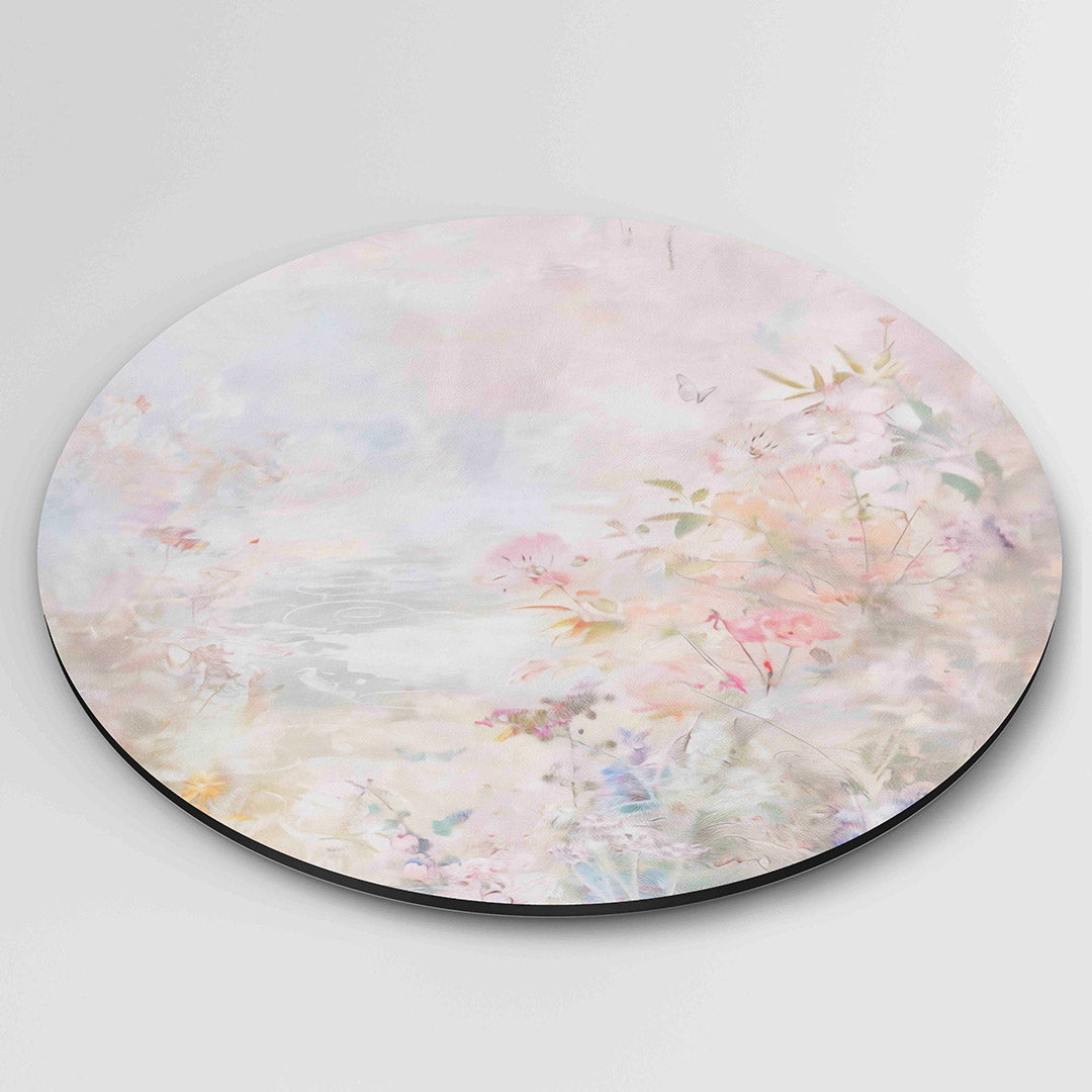 Bloemen en vlinder – kleurrijke ronde wanddecoratie van WallArtistic