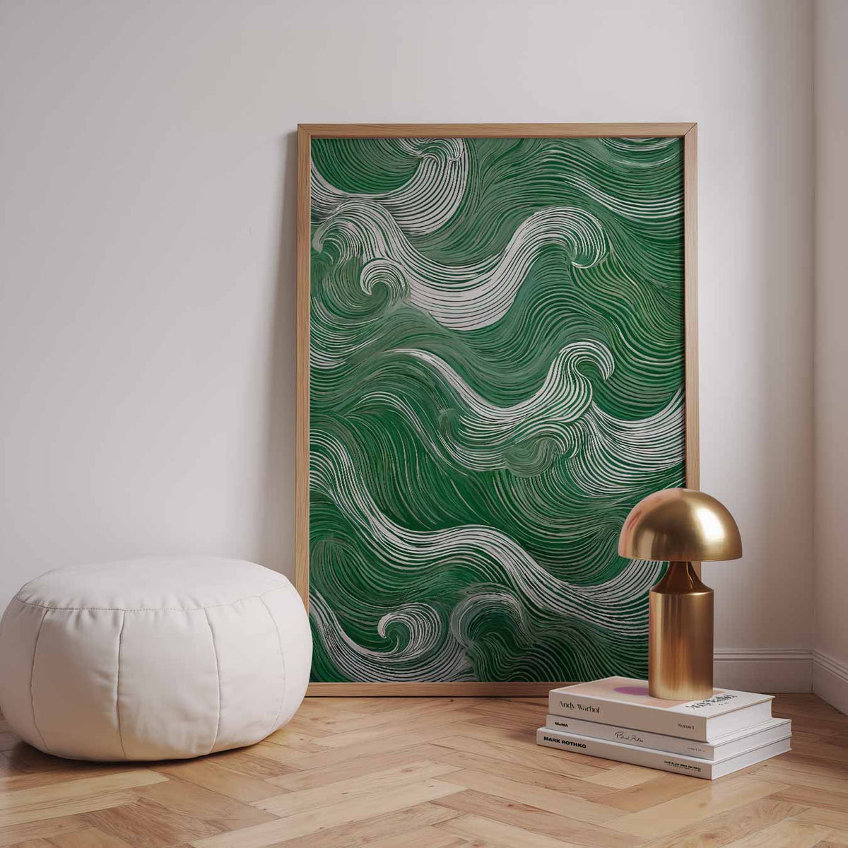 Golvende Groene Patronen – staande kleurrijke abstracte wanddecoratie van WallArtistic