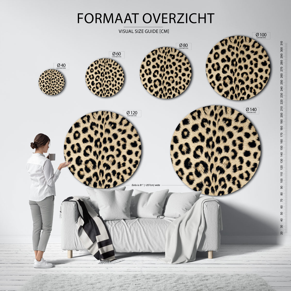 Luipaardpatroon – safari wandkunst als moderne muurcirkel