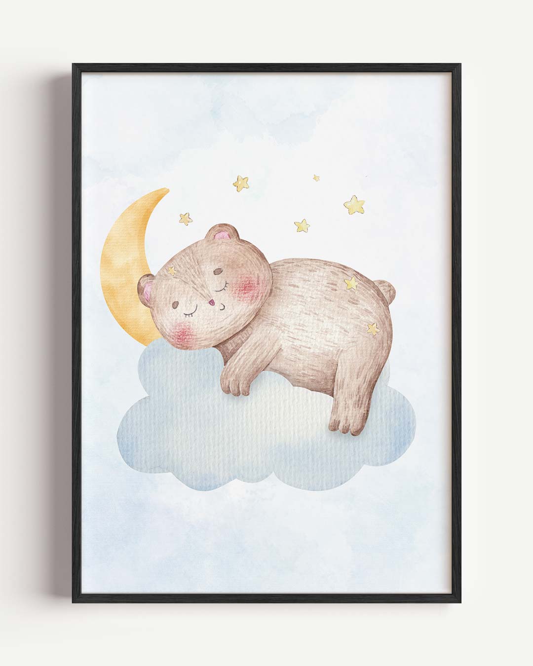 Slaapbeer met Maan – kids portret poster als wanddecoratie