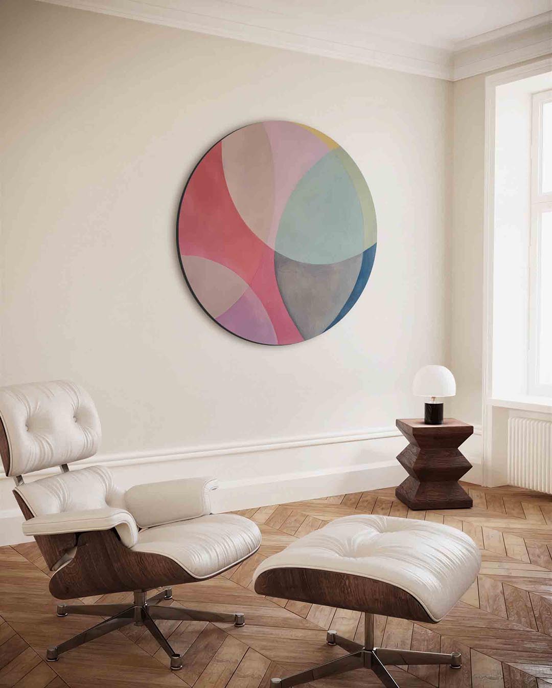 Abstracte vormen – moderne ronde wanddecoratie van WallArtistic