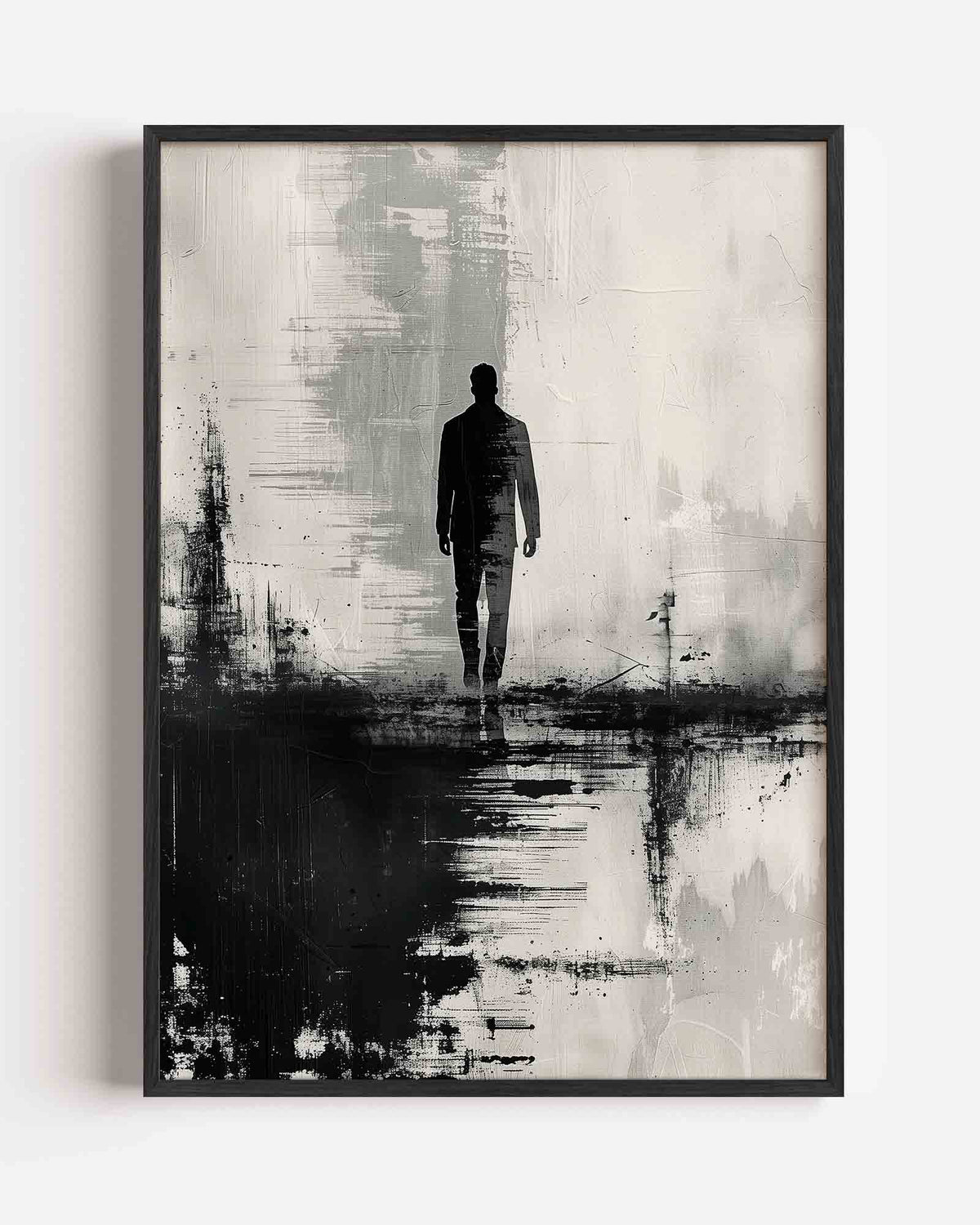 Silhouet van wandelende figuur – abstracte portret poster als wanddecoratie
