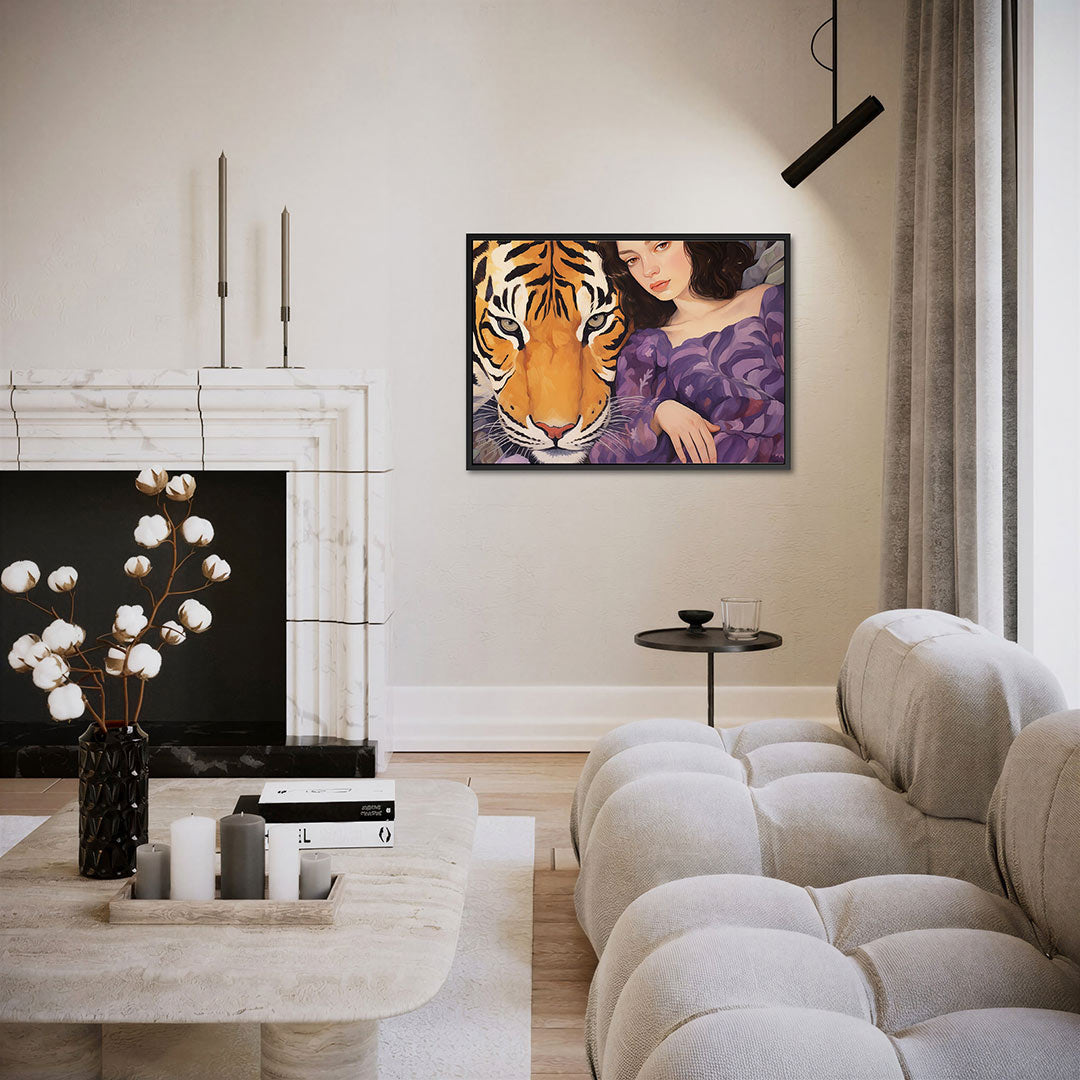 Dier en mens harmonie – liggende wanddecoratie
