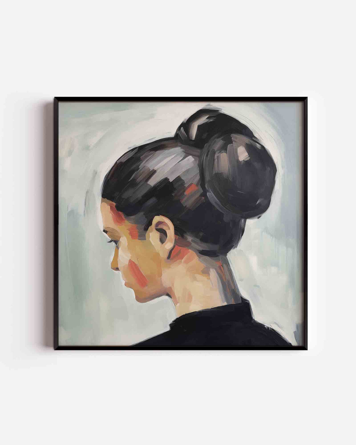 Vrouw met knot – vrouwelijk portret als vierkante poster
