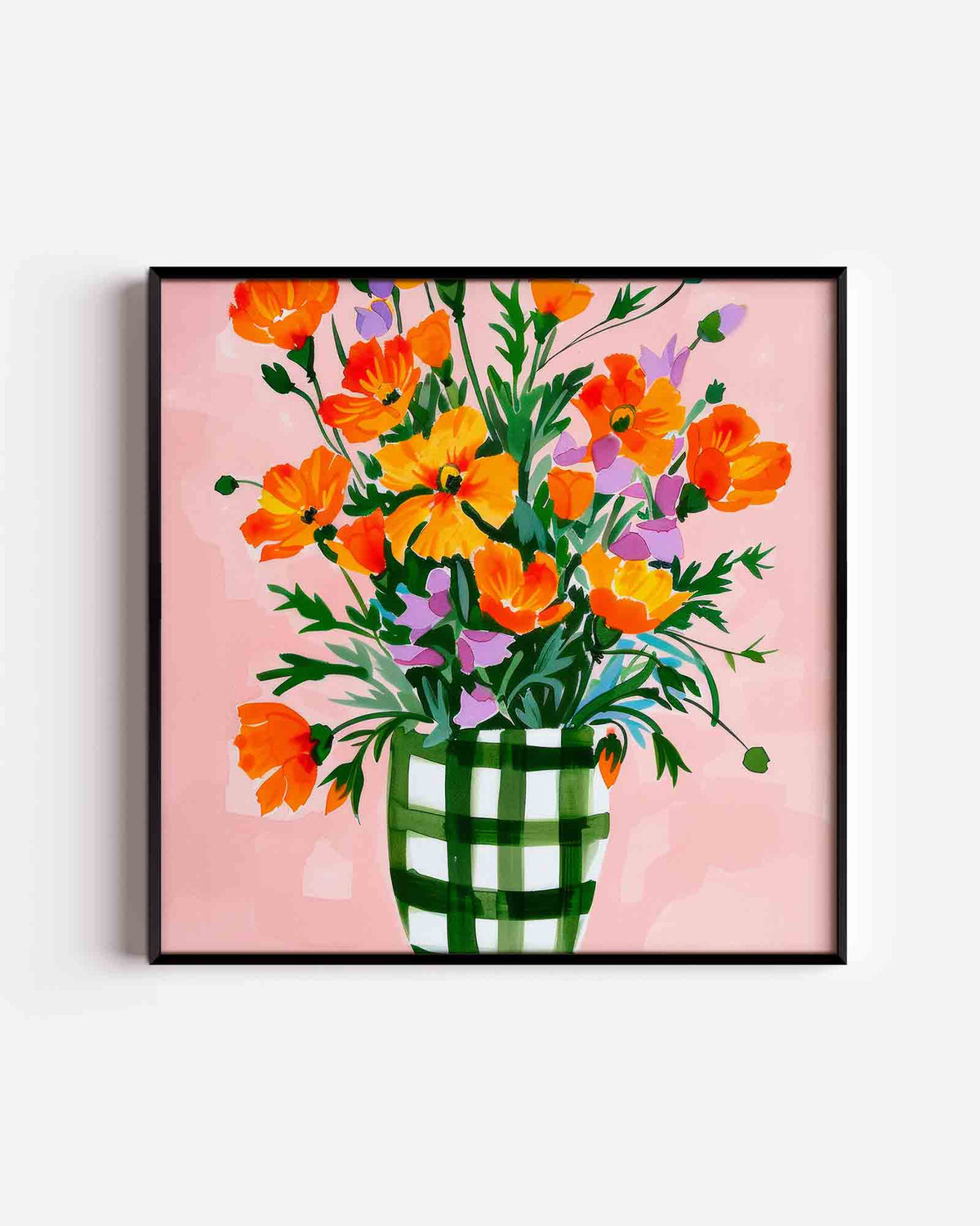 Bloemen in vaas – kleurrijke illustratie poster als wanddecoratie