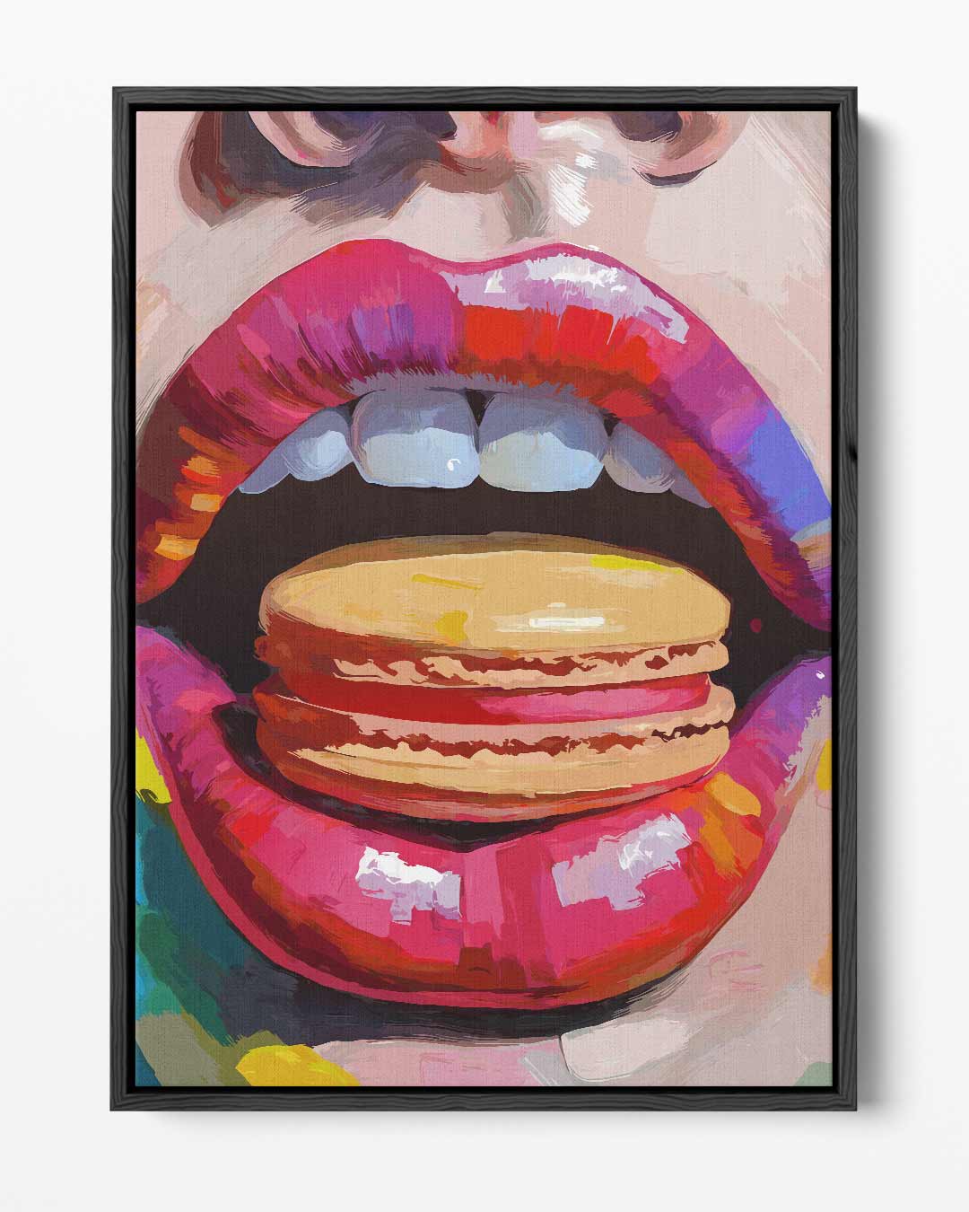Kleurrijke Macaron Smaakexplosie – portret kunstwerk als wanddecoratie