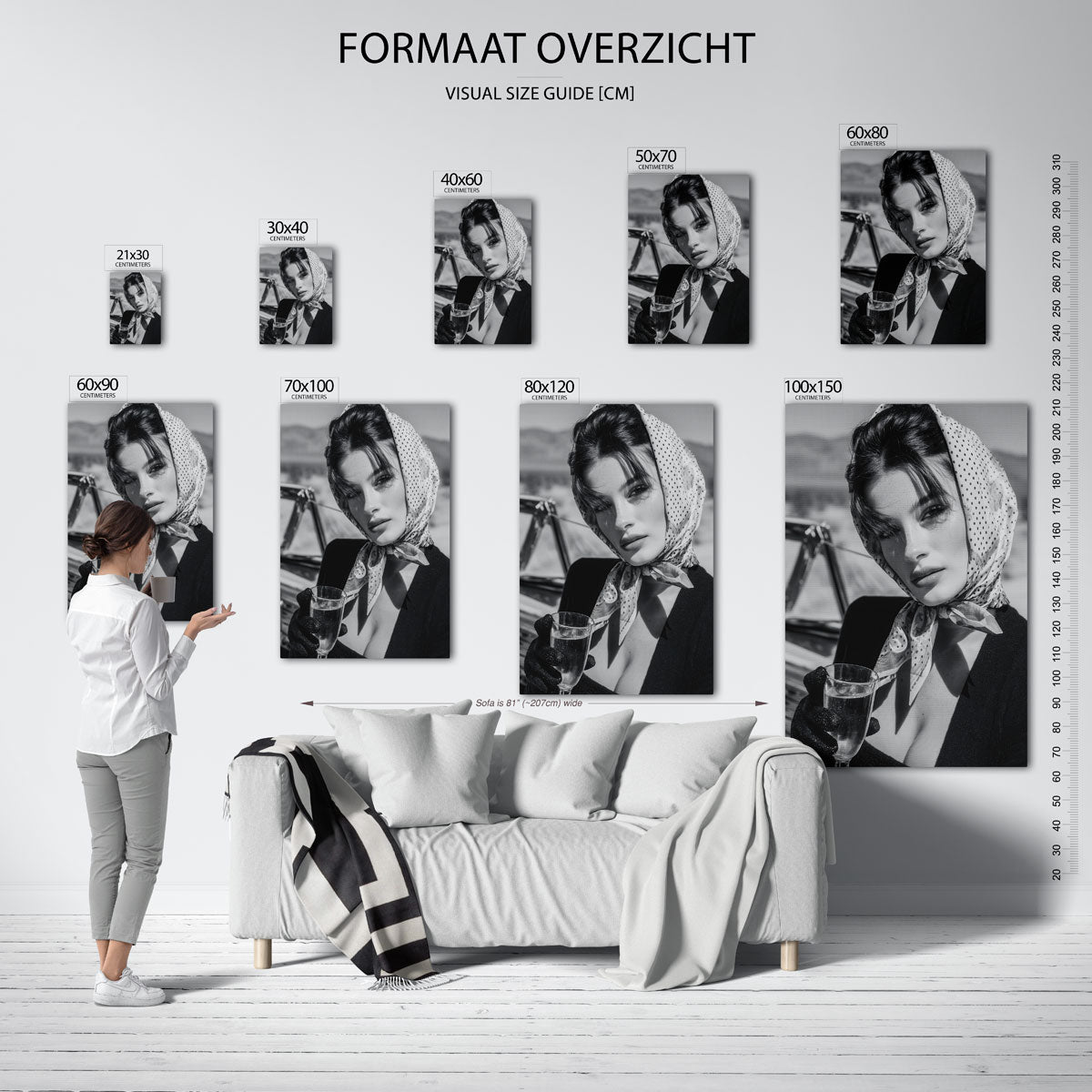 Vrouw met glas – staande muurposter in Pop Art stijl