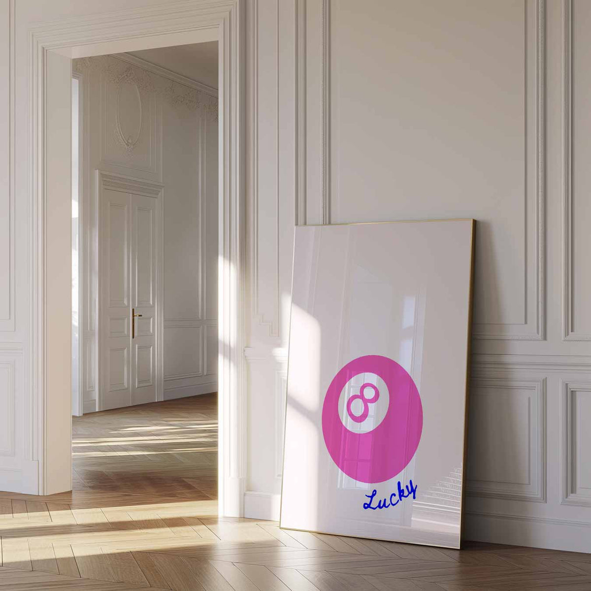 Geluksbrenger Roze Bal – zomer poster als frisse staande wanddecoratie
