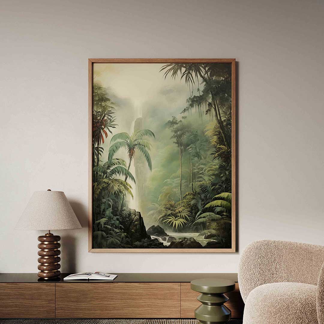 Waterval en jungle – tropische jungle poster in staand formaat