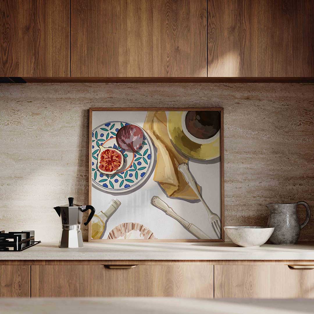 Gedekte tafel – culinaire wandkunst als vierkante poster