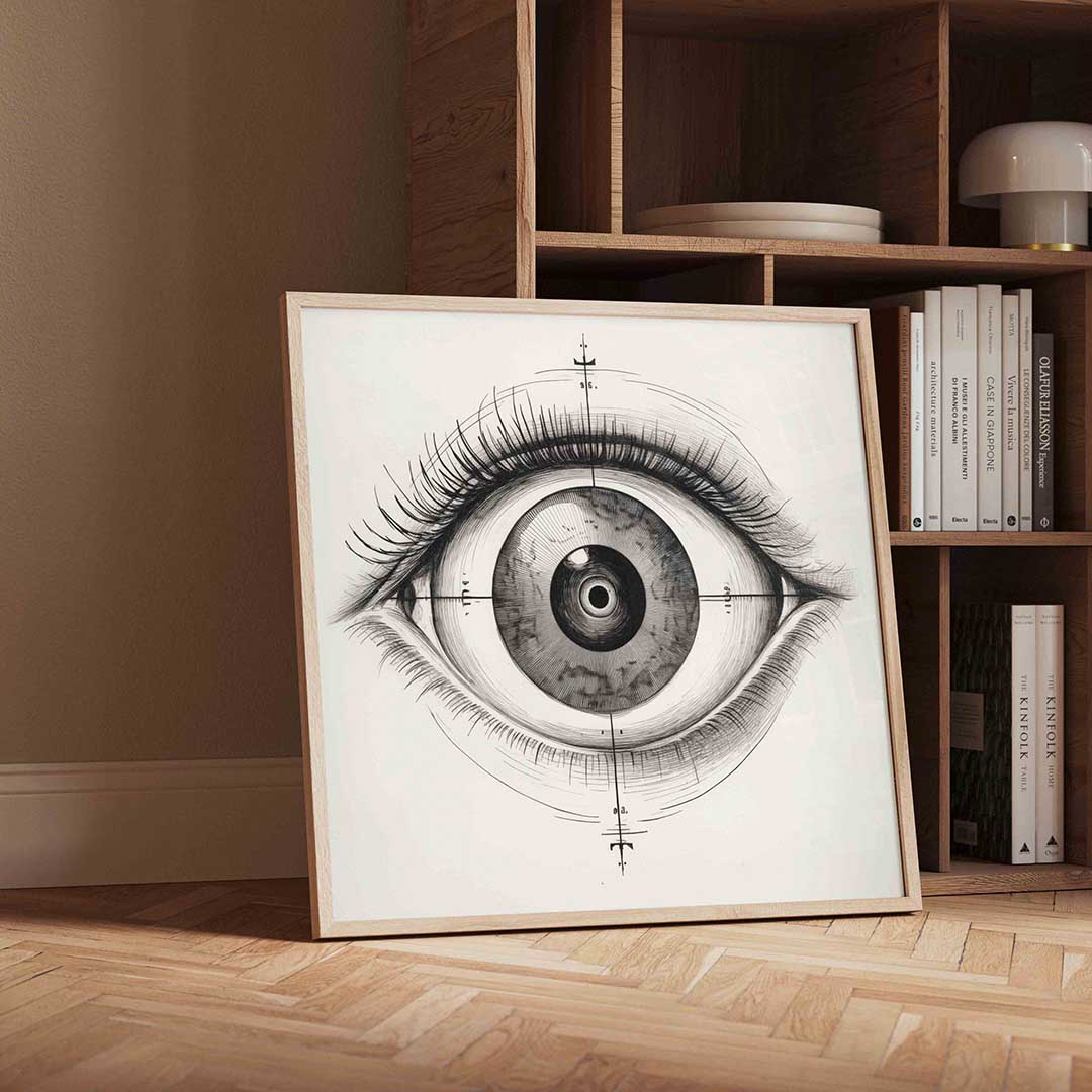 Gedetailleerd oog – moderne wandkunst met kleur en vormen als poster