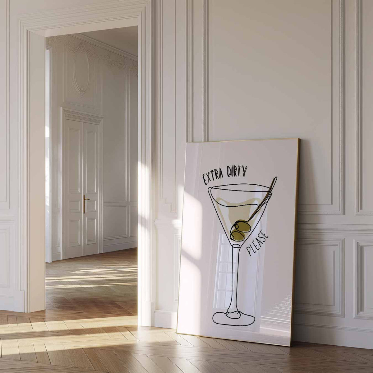 Extra Dirty Martini – staande muurposter met zomerse uitstraling