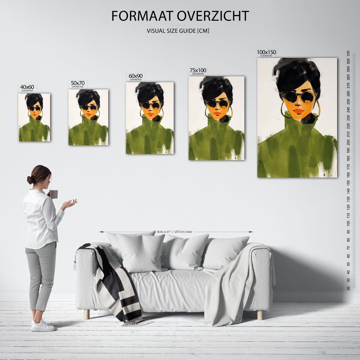 Stijlvolle vrouw – staand wanddecoratie kunstwerk