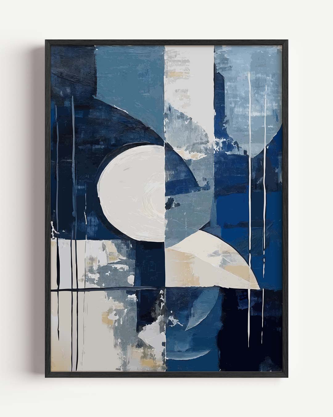 Moderne Abstracte Blauwe Kunstposter – kleurrijke abstracte portret poster als wanddecoratie