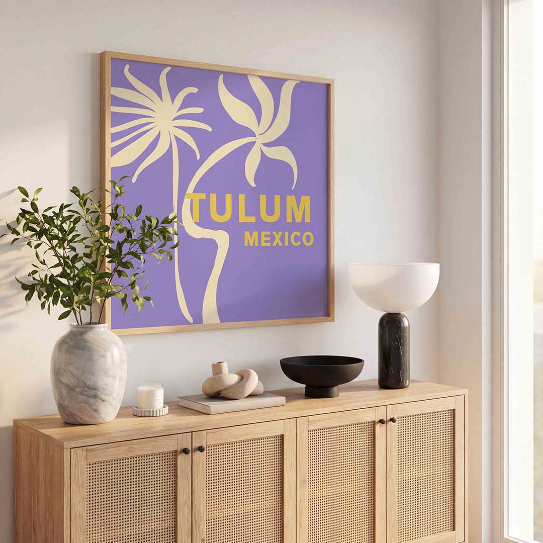 Tulum mexico – kleurrijke poster in vierkant formaat