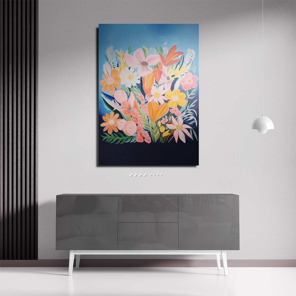 Vrolijke Bloemenpracht – staande wandkunst voor woonkamer of interieur
