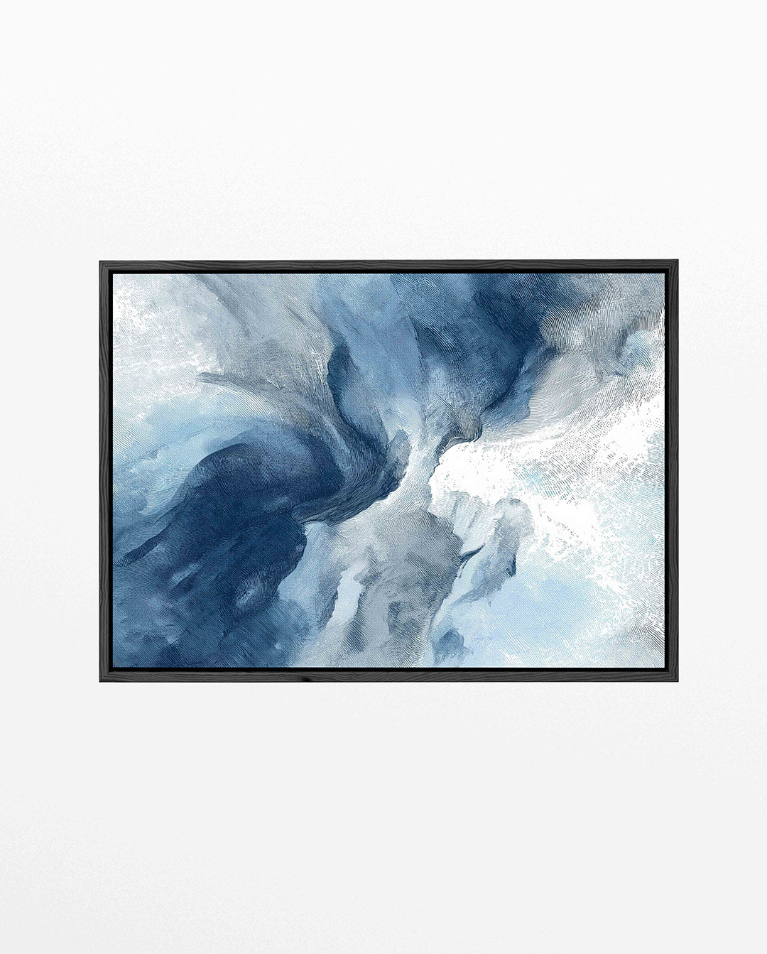 Vloeiende blauwe bewegingen – Lijnen – liggend abstract kunstwerk