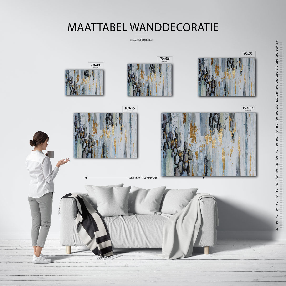 Gelaagde texturen – Verticale – moderne liggende wandkunst