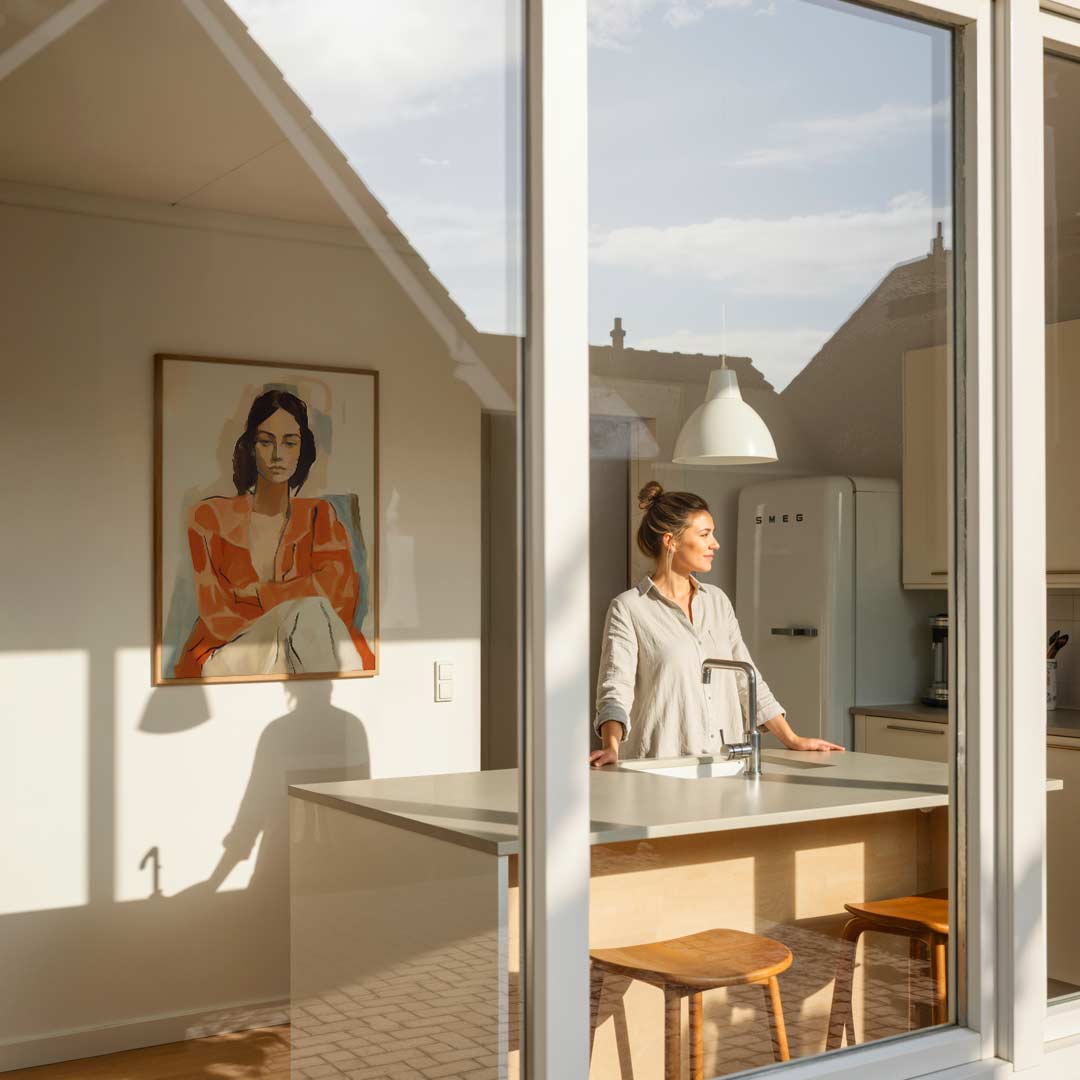 Stijlvolle Portretillustratie in Oranje – vrouwelijke portretposter in staand formaat