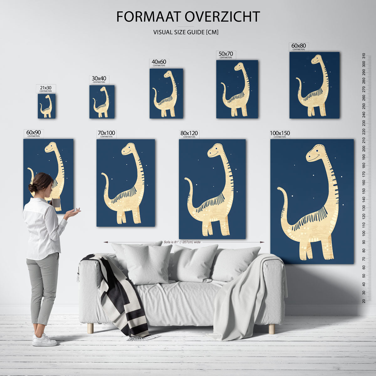 Dinosaurus illustratie – staande muurposter voor de kinderkamer