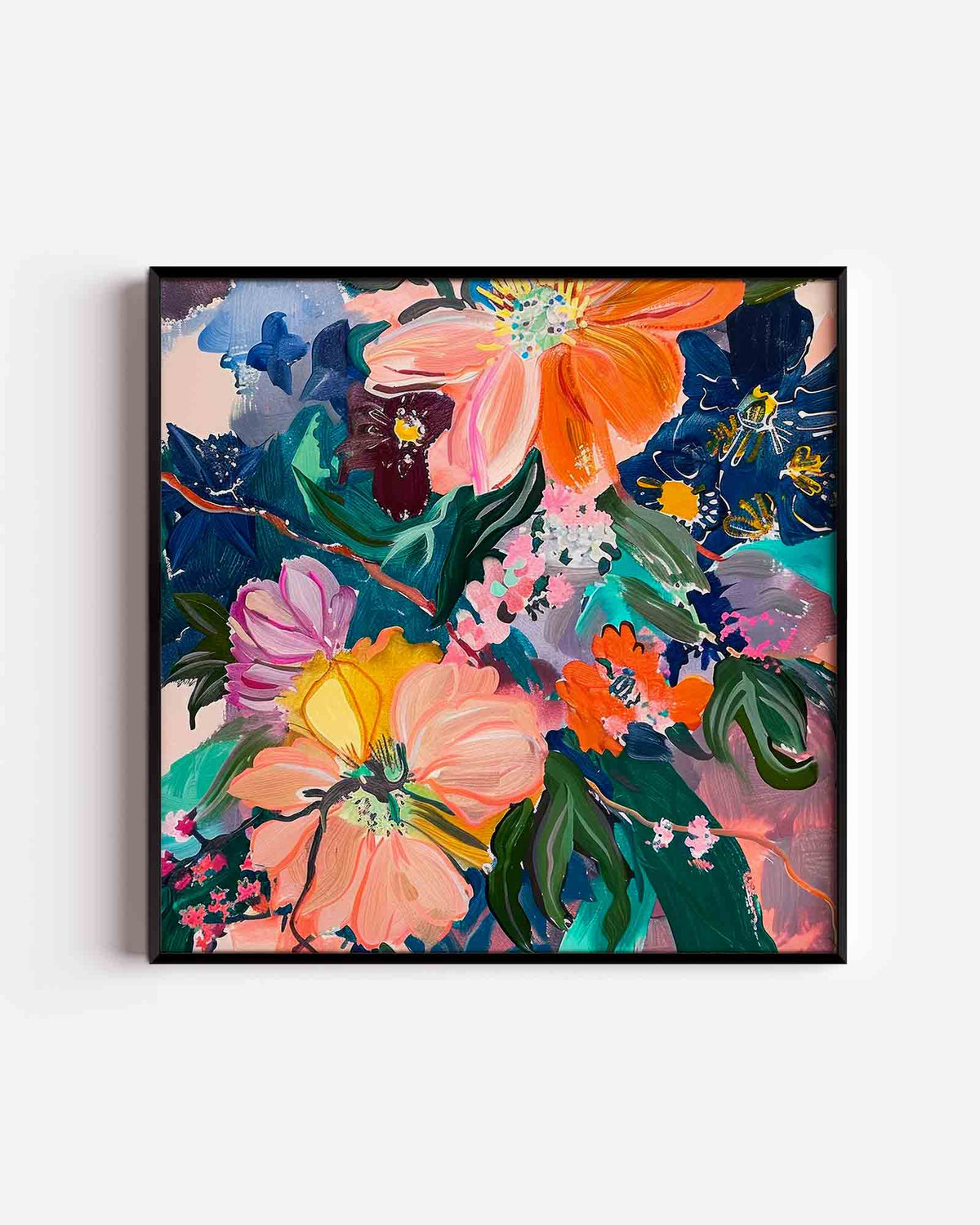 Bloemenexplosie – kleurrijke illustratie poster als wanddecoratie
