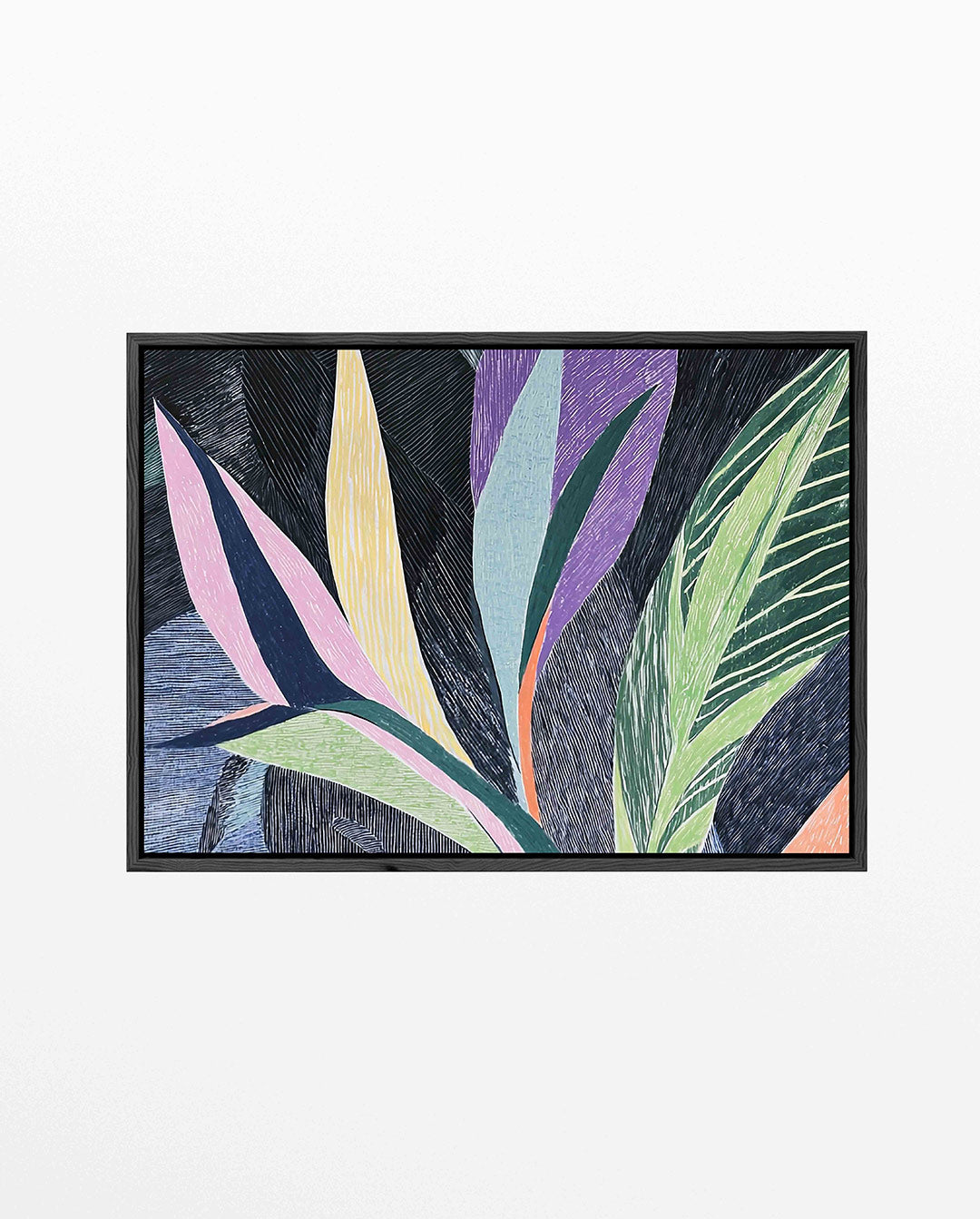 Vrolijke bladvormen – Jungle kunstwerk – liggend jungle kunstwerk