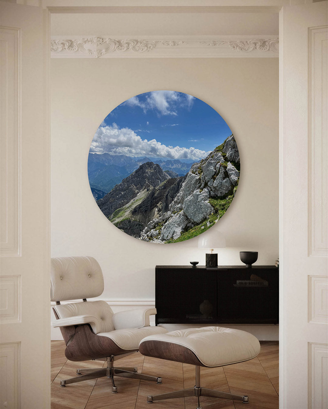 Berglandschap – fotografische muurcirkel voor aan de muur