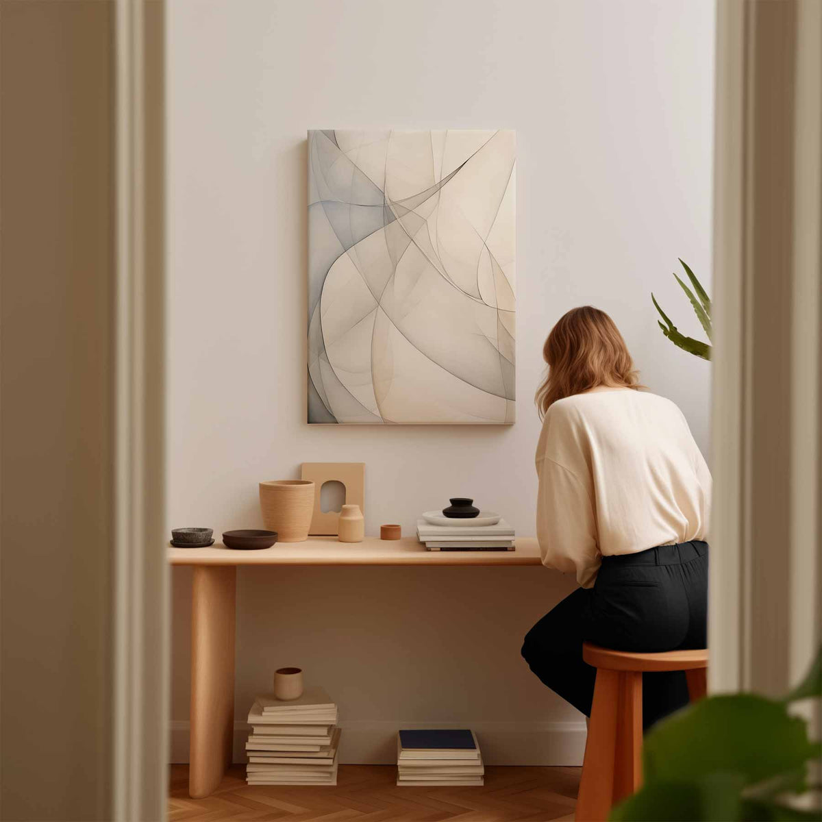 Zachte Lijnen Symfonie – modern portret kunstwerk van WallArtistic