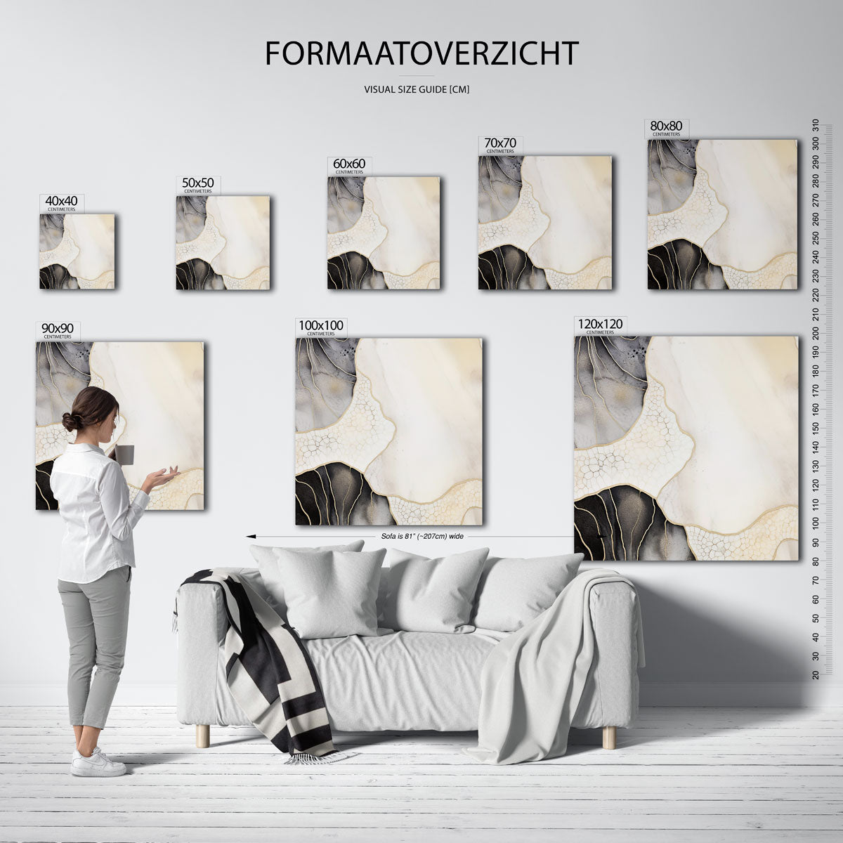 Abstracte vormen – vierkante muurposter met zachte abstracte vormen
