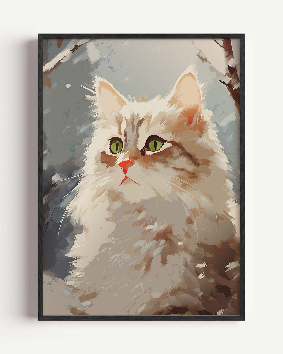 Winterse Kat Kunstposter – dieren portret poster als wanddecoratie