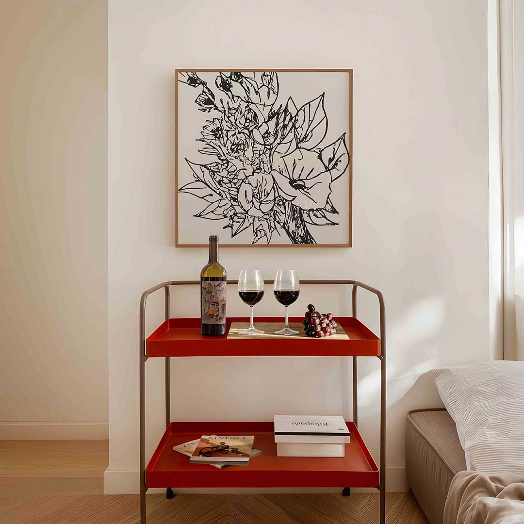 Bloemen en bladeren – vierkante keuken wanddecoratie van WallArtistic