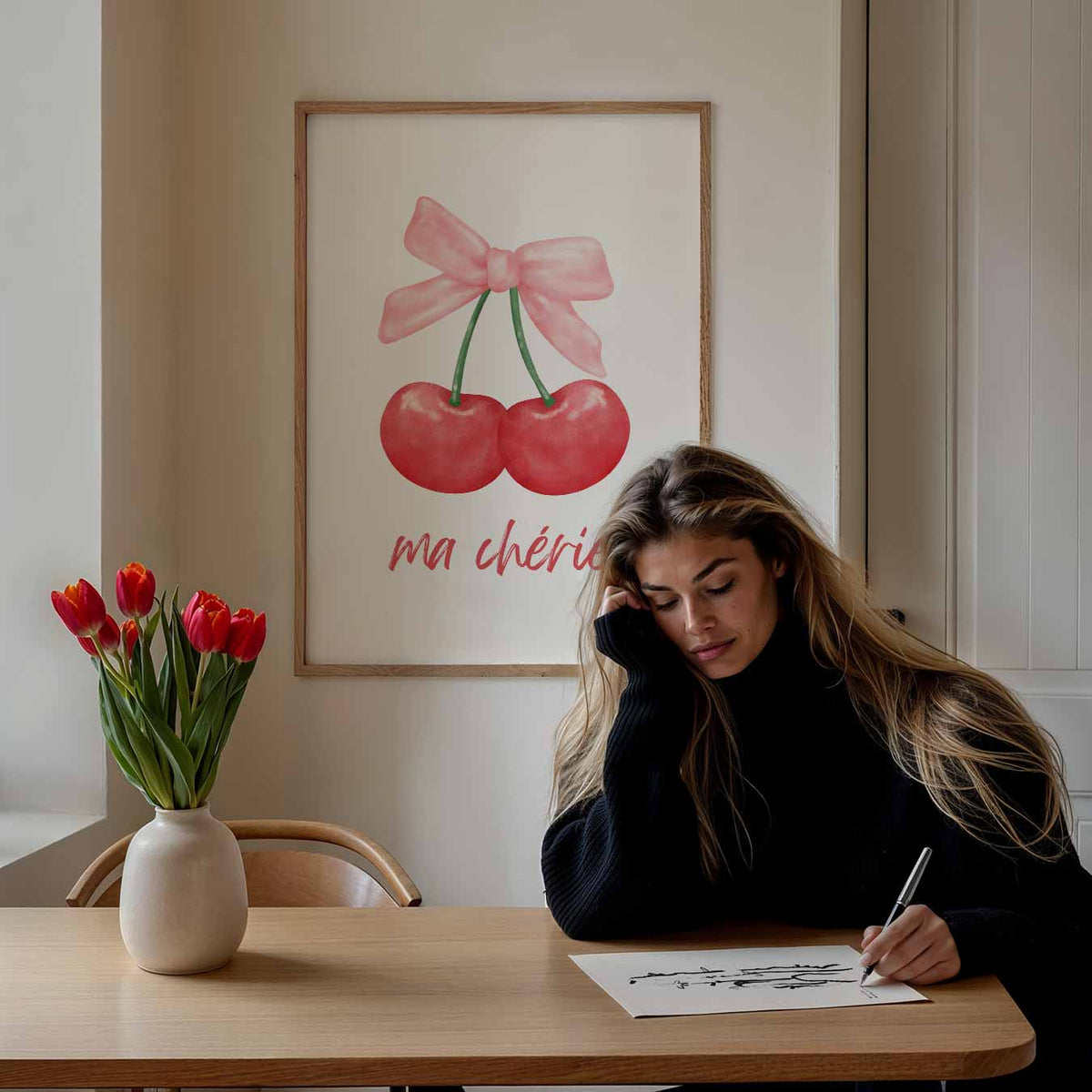 Ma Chérie Cherry – staande muurposter met zomerse uitstraling