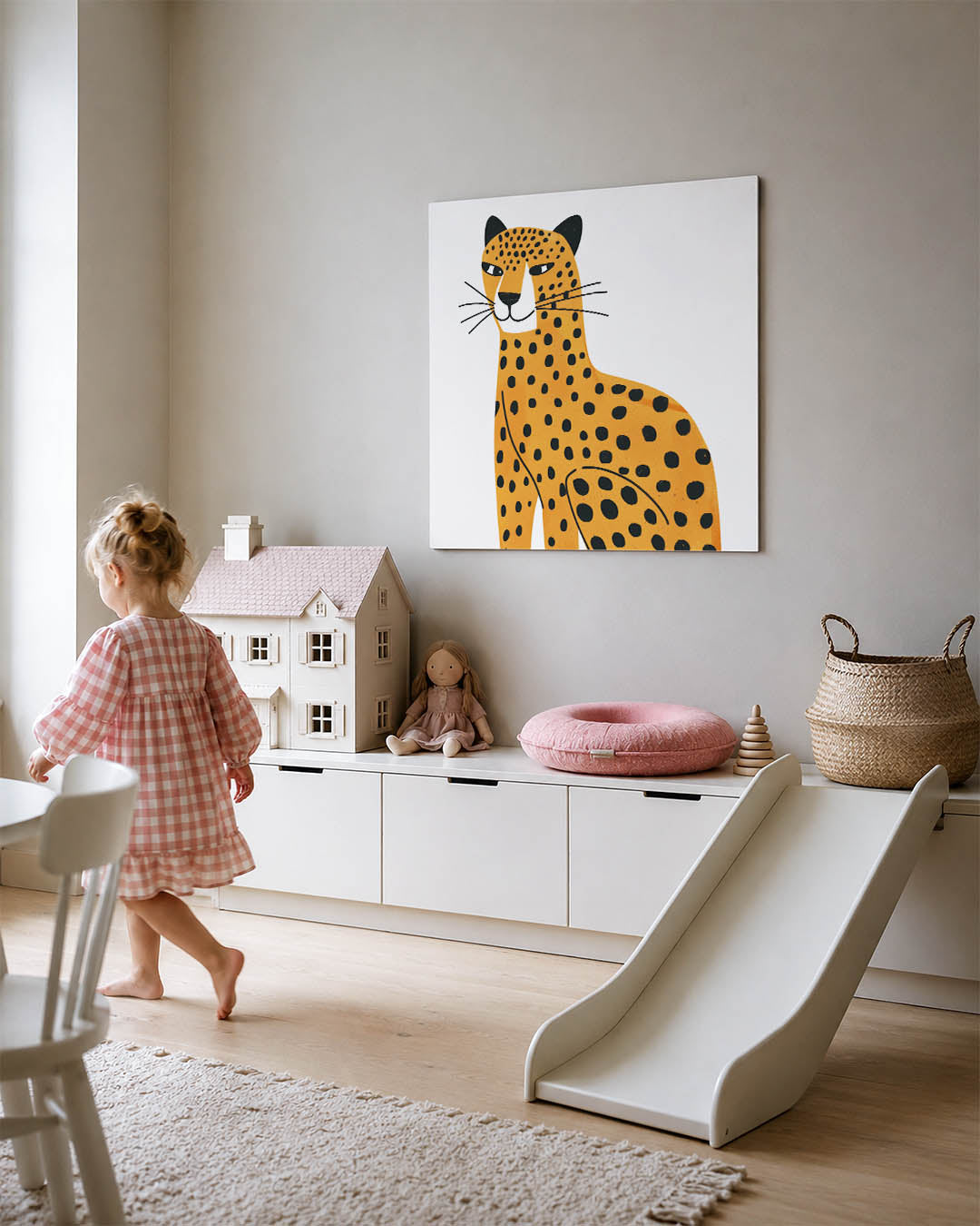 Gestileerde luipaard illustratie kunstwerk – tweede productweergave – dit kunstwerk toont een gestileerde luipaard met een