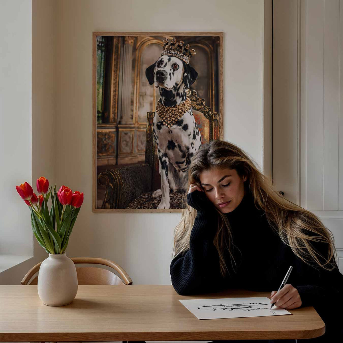 Koninklijke Dalmatier Wandposter – staande dieren wanddecoratie van WallArtistic