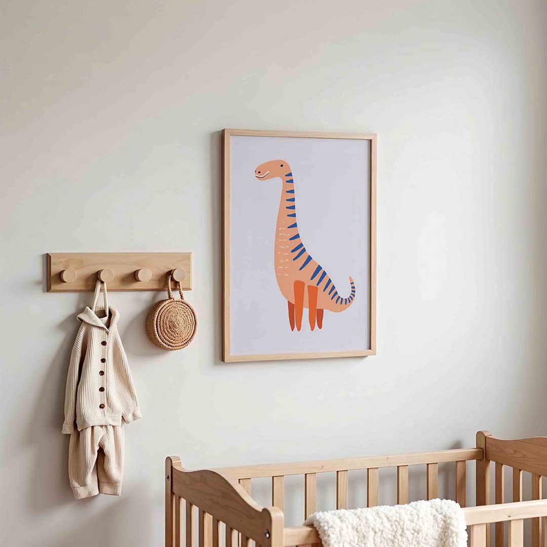 Dinosaurus met strepen – kinderposter in staand formaat